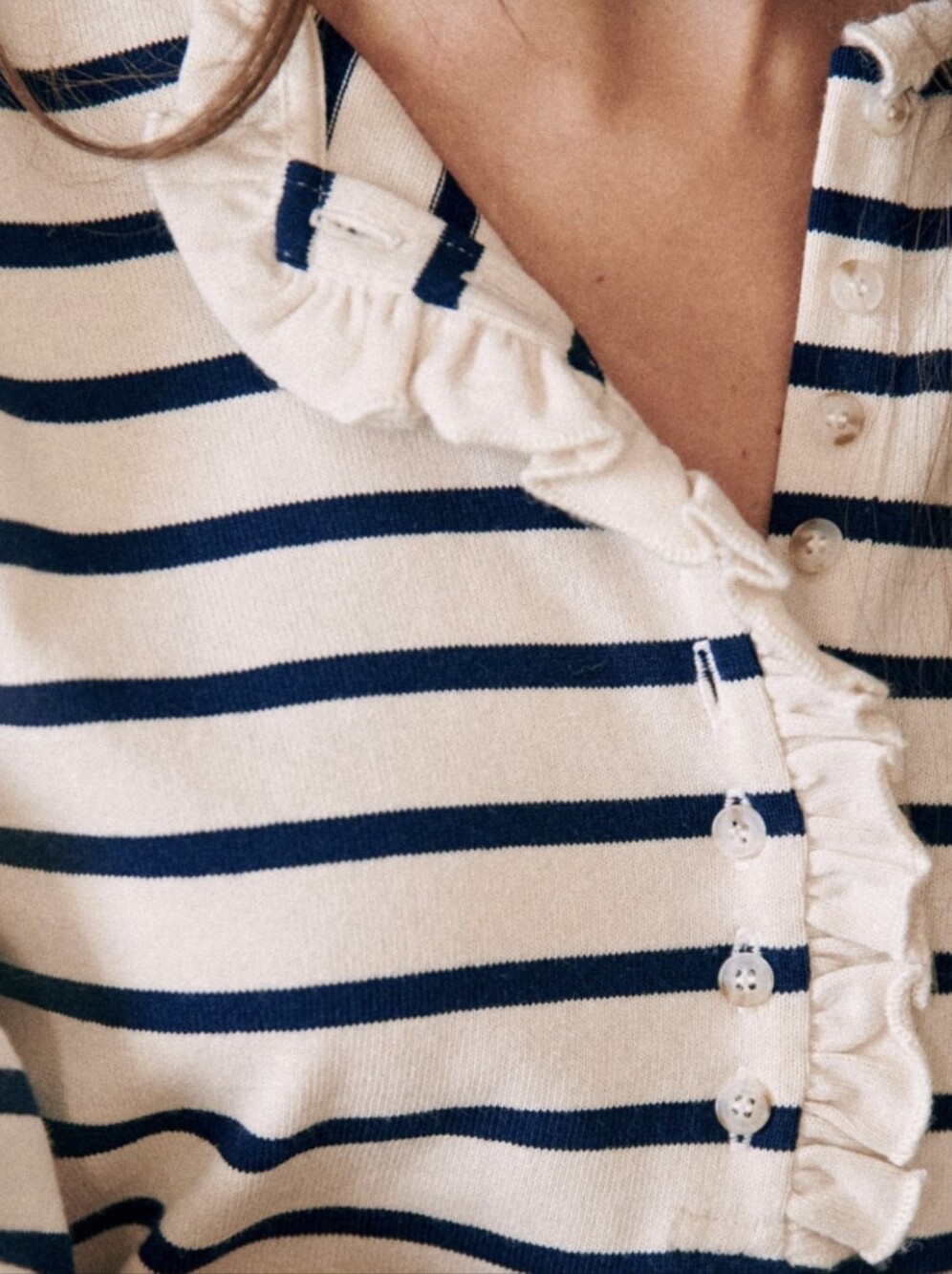 Sezane Gaël Marinière Ecru / Navy - Size S